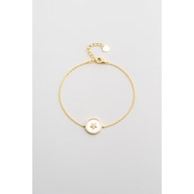 Şans Yıldızı 18 Ayar Sarı Altın Kaplama 19 Cm Gümüş Bileklik Sarı