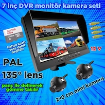 2 Adet 2 2 Cm Mini Kamera Ve 7 İnç Dvr Monitör 12 Volt 256 Gb