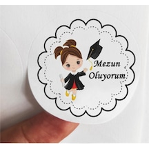 48 Adet 4 Cm Kız Çocuk Mezun Oluyorum Mezuniyet Baskılı Mat Etiket Sticker