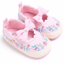 Pembe Yürümeye Başlayan Yenidoğan Bebek Beşik Ayakkabı Yay Nakış Prenses Bebek Yumuşak Taban Prewalker Bebek Kızlar İçin