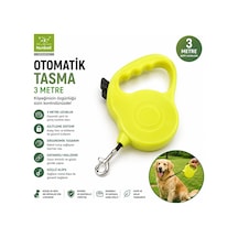 Nunbell Otomatik Köpek Gezdirme Tasması 3 Metre Kilitli Şeritli - Neon Sarı Çok Renkli