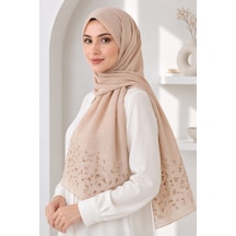 Bihan Store Desenli Jakarlı Tesettür Şal - Hafif Ve Nefes Alan Dokulu Başörtüsü 1862-camel