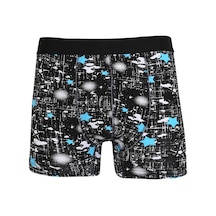 İbrahim Burak Etiler Collection Moda Çizgi Erkek Penye Likralı Desenli Boxer 40116 Siyah