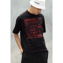 Peter Parker 2001 Spider-man Baskılı Unisex Oversize Marveel Tişö Siyah