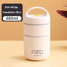 Beyaz 304 Paslanmaz Çelik Vakum Termal Öğle Yemeği Kutusu 680 Ml