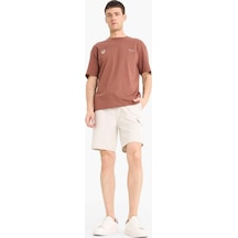 Defacto Regular Fit Dokulu Düz Paça Kargo Cepli Basic Düz Şort B8796AX24SM Bej