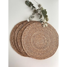 Hbs Art Design Hasır Jüt Supla 4'lü Set Amerikan Servis 35 Cm Çap Acı Kahverengi