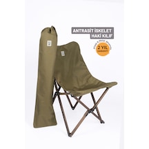 Bag The Joy Ahşap Antrasit İskelet - Haki Kılıf Sandalye Haki
