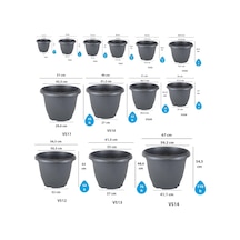 Villa Saksı Tabaklı No: 8 14 Litre, 36 Cm, Antrasit
