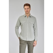 Bisse Sp Yaka Regular Fit Uk Gömlek Çift Cep Yeşil Gmktn3sp224007 D47 Yeşil