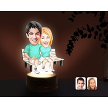 Kişiye Özel Sevgililer Karikatürlü Dekoratif 3D Biblo Led Işıklı (481495440)
