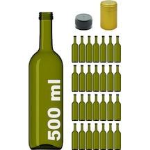Afracam 500 ml Yeşil Zeytinyağı Kapak ve Kapüşon Cam Şişe 28 Adet