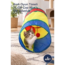 5 Adet Kedi Oyun Tüneli 25 Cm Çap 50 Cm Uzunluk