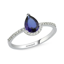 1.05 Karat Pırlanta Safir Yüzük F - Vs2 Beyaz Altın 377236493