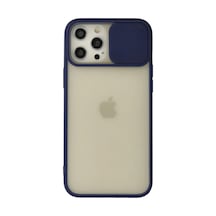 Apple iPhone Uyumlu,  12 Pro Max Kılıf Palm Buzlu Kamera Sürgülü Silikon - Lacivert