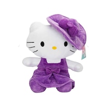 Peluş Hello Kitty Mor Şapkalı Elbiseli Fiyonklu Büyük Boy 50 Cm Pelüş