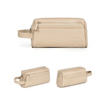 Mussen Unisex El Çantası Dopp Kit - Günlük & Traş Bakım & Makyaj Duş Çantası - 23x11x8cm Krem Krem