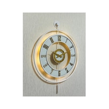 Pey Aksesuar Metal Camlı Duvar Saati 50 X 70 Cm Orta Boy Işıklı Gerçek Cam M51-beyaz-şeffaf-beyaz-gold M51-beyaz-şeffaf-beyaz-gold