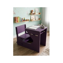 Ergonomik Ahşap Çocuk Çalışma Masası Ve Sandalyesi Seti, Aktivite, Oyun Ve Okuma Masası Seti, Montessori Ahşap Çocuk Aktivite Masası Ve Sandalyesi Mor