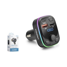 Nodar Nd1100 Bluetooth 5.3 Fm Transmitter Pd 20w Şarj Cihazlı Led Ekranlı Rgb Aydınlatmalı Siyah