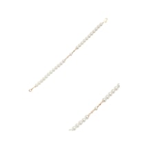6,5 Mm Baget Zirkon Taşlı Doğal İnci Bileklik 18 Cm / Rose Rose Pembe Altın