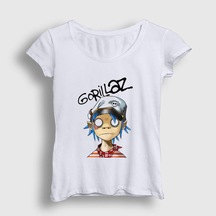 Presmono Kadın 2d Gorillaz T-shirt Beyaz