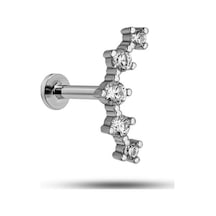 925 Ayar Gümüş Rodyumlu Minimal Altı Taşlı Model Tragus Piercing Küpe