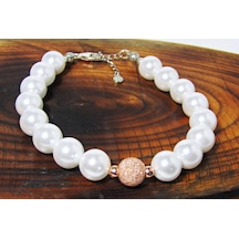 Lilahgümüştr Gümüş Dorika Toplu Yuvarlak İnci Kadın Bileklik