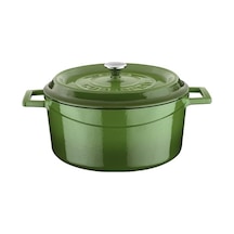 Metal Döküm Yuvarlak Tencere, 24 Cm, Yeşil Diğer