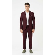 Pike Kumaş Jogger Pantolonlu Erkek Takım Elbise Torba Cepli Tek Düğme Slim Fit Kombin Bordo Pike Kumaş Jogger Pantolonlu Erkek Takım Elbise Torba Cepli Tek Düğme Slim Fit Kombin Bordo