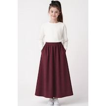 Angel&co. Girls Clothing Modest Uzun Kız Çocuk Mevsimlik Etek - Vişne Çürüğü - 791131271 Vişne Çürüğü