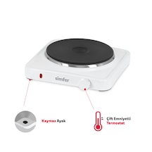 Simfer HP1500W Beyaz Hot Plate Tek Gözü Elektrikli Ocak
