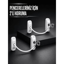 Beyaz Kablolu Pencere Kilidi 2 Adet Çocuk Koruma ve Pencere Emniyet