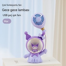 Aurora Karikatür Sevimli El Masaüstükçük Fan Katlanabilinir Taşın Büyüksüzgar Usb Şarj Elektrikli Fan Mor