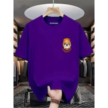 Dog Baskılı Oversize Tişört Mor