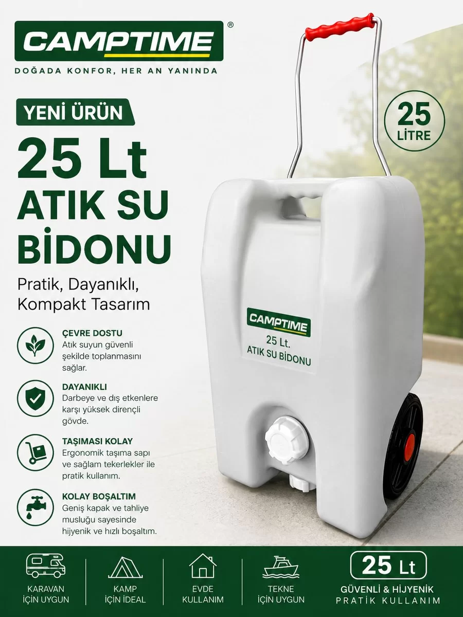 Camptime 25 Lt Atık Su Tankı Tekerlekli 5015