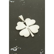 Zenviac456 Yonca Çelik Kolye Ucu 2,5 Cm Zenviac45678 Gümüş Rengi