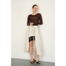 Verymoda Dantel Detaylı Saten Etek D2976 Taş