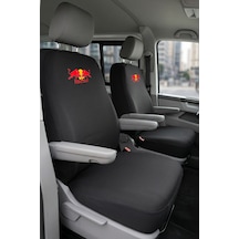Volkswagen Transporter 4+1 - Siyah Penye Oto Koltuk Kılıfı - Red Bull Baskılı