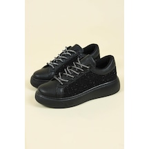 Cilt-Tekstil Garnili Sneakers Siyah-Siyah