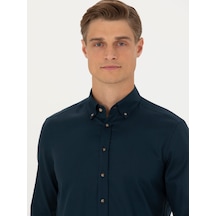 Cacharel Lacivert Slim Fit %100 Pamuk Oxford Gömlek