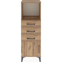 Arges Dolap Tek Raflı 3 Çekmeceli Tek Kapaklı 44x30x134 Çam-çam Çam