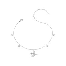 İndigo Takı Tek Taşlı Uçak Beyaz Gümüş Halhal Çok Renkli