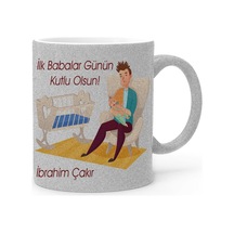 Kişiye Özel Babalar Günü Temalı Gümüş Simli Kupa Bardak 20-448