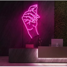 El Figürlü Neon Tabela Pembe