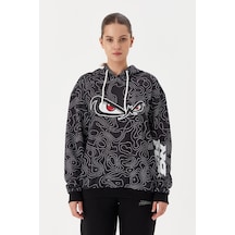 No Fear Kadın Sweatshirt Oversize Kapüşonlu Siyah 72523 001