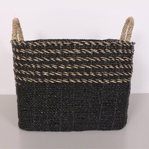 Karadeniz Muz Lif El Yapımı Yuvarlak Büyük Sepet 47x50x45 Cm Siyah