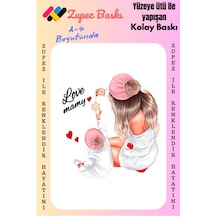 Ütü Ile Yapışan Anne Çocuk Baskısı- Arması, Happy Mom, Mutlu Anne, Love Mom - 696529740