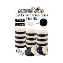 Tavla Pulu Orta Boy No:3 1 Paket Tavla Ve Dama Taşı Plastik 3.2 Cm Zar Hediyeli Gri Siyah 32 Mm Oyun Pulu