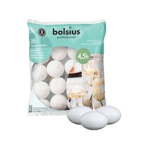 Bolsius Yüzen Mumlar, 4,5 Saat Yanma Süreli, Ø 4,5 Cm Çapında, Beyaz, 20 Adet 50 x 22